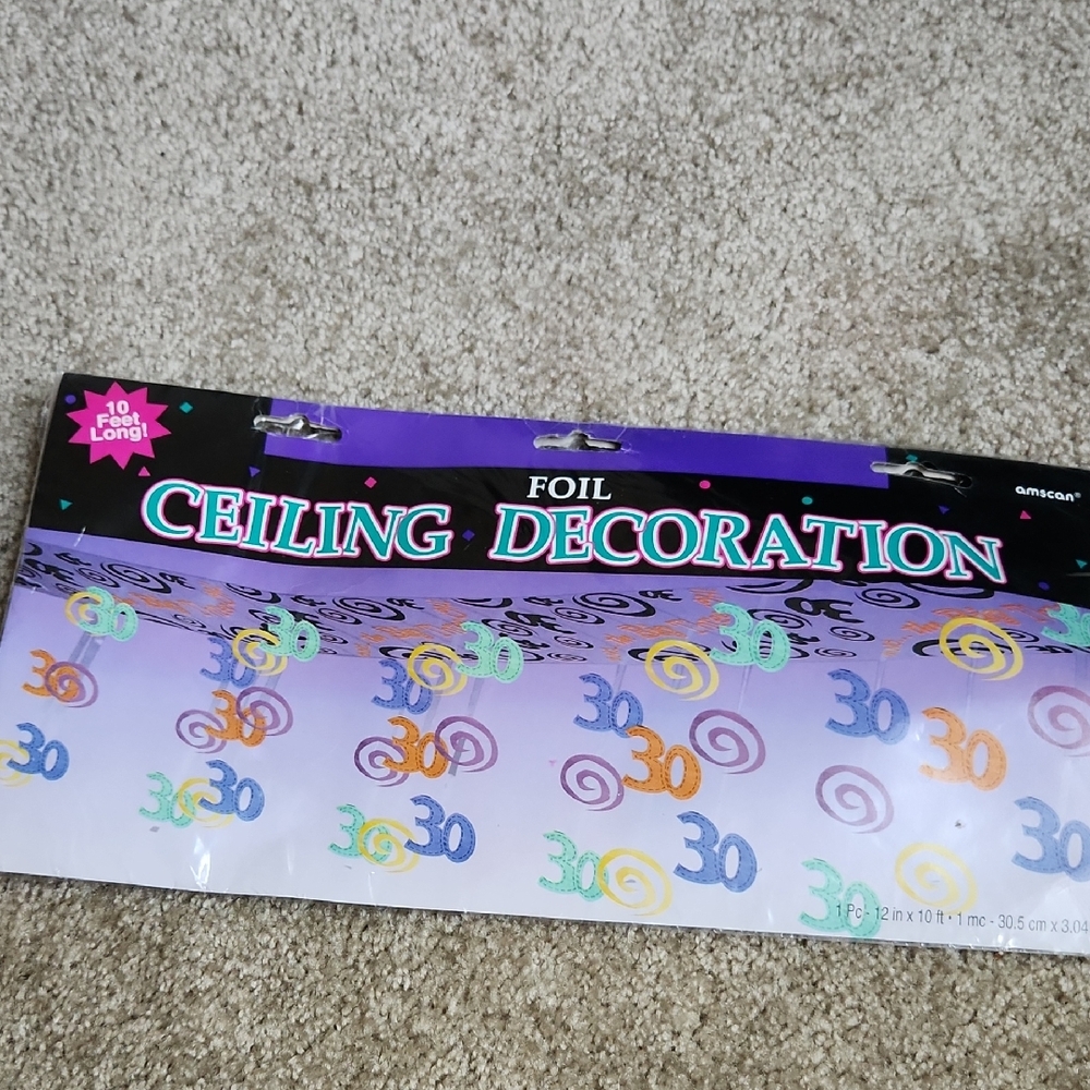 Colorful 30th Birthday Foil Ceiling Decoration